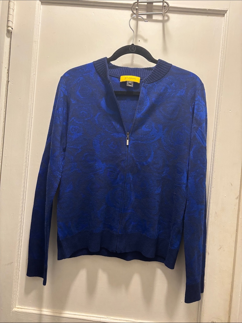 St. John women Royal Blue Zip-Up Knit Sweater